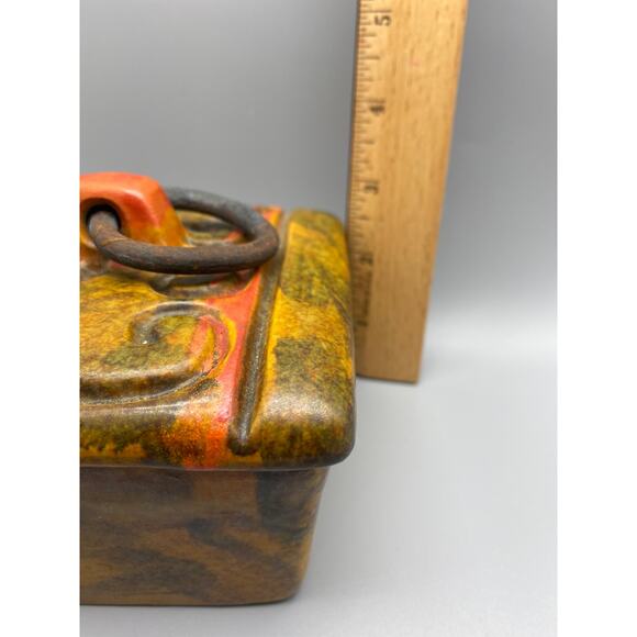 Bagni Orange Sea Garden Box Metal Pull,Bagni For Raymor,Ceramic Trinket Box MCM - Picture 9 of 10